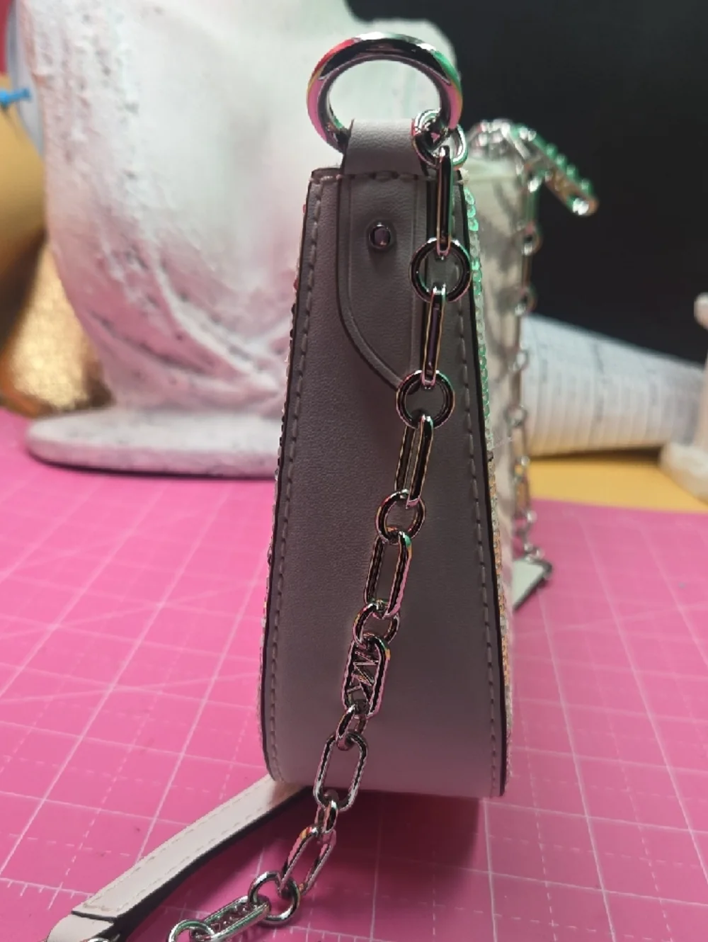 Michael Kors Empire Opt/Silver Medium Chain Pouchette - Picture 9 of 9